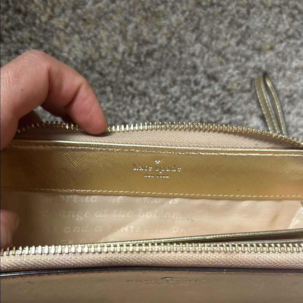 kate spade Metallic Gold Wristlet Wallet - Picture 8 of 9